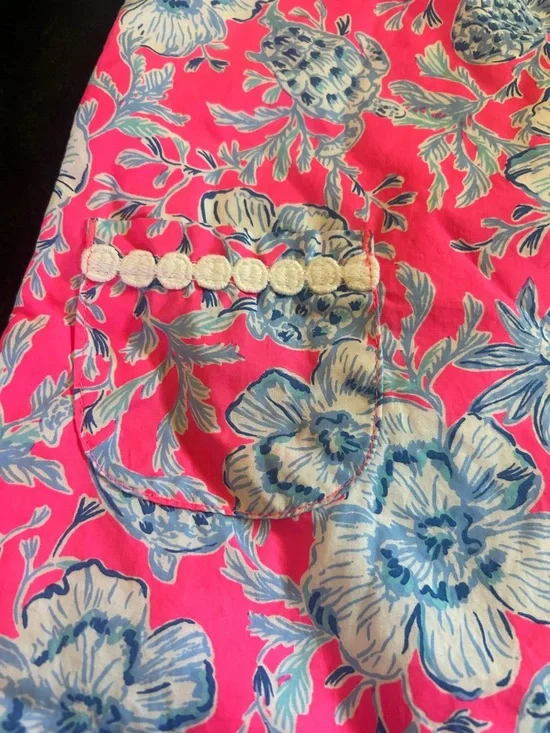 Lilly Pulitzer Hot Pink and Blue Tropical Print Dress - Picture 2 of 6